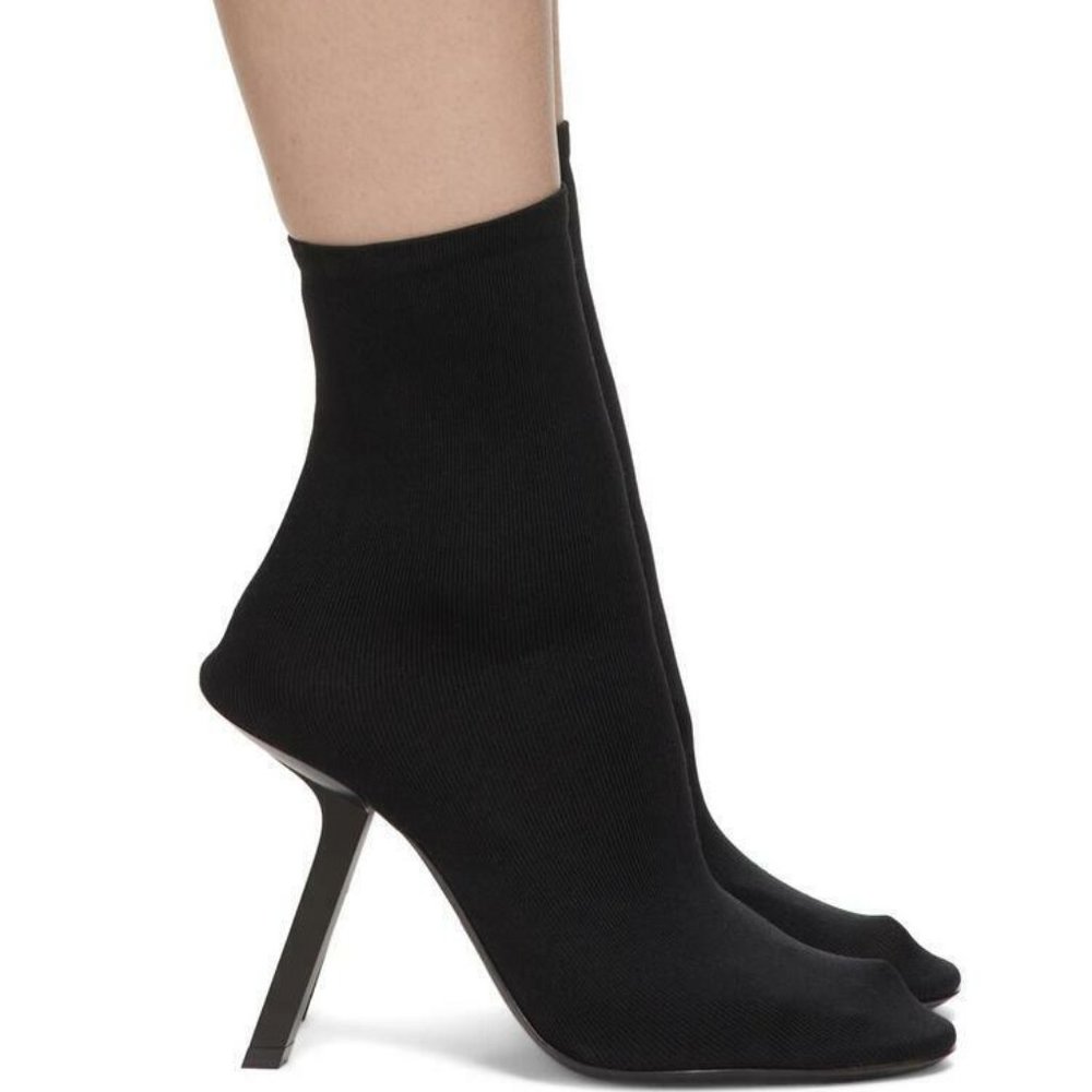 NIB Balenciaga Black Stretch Knit Tight Ankle Booties